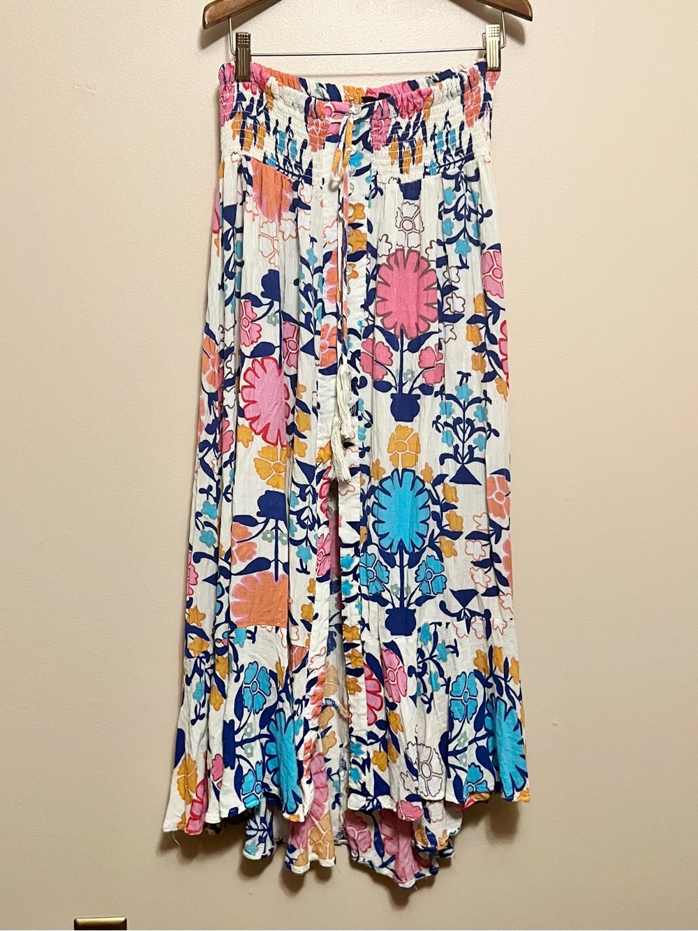 RACHEL Rachel Roy White Maxi Skirt with Pink, Blue & Yellow Floral Print